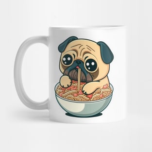 Cute pug eats ramen Mug